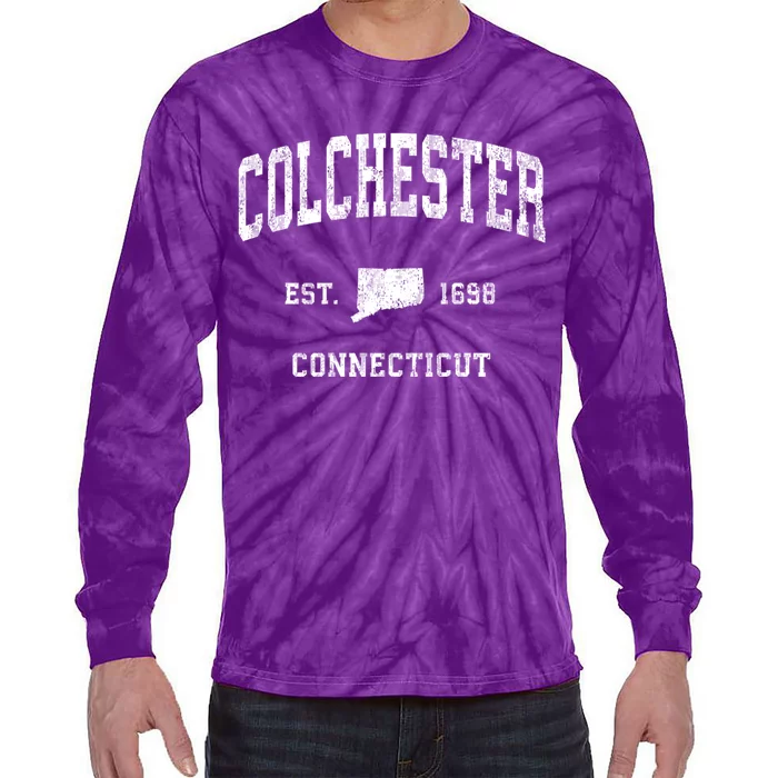 Colchester Connecticut Ct Vintage Athletic Tie-Dye Long Sleeve Shirt