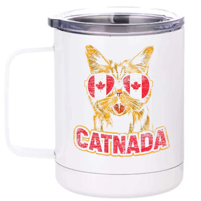 Catnada Canadian Cat Animal Canada Day Canada Front & Back 12oz Stainless Steel Tumbler Cup