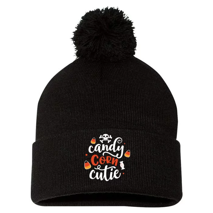 Candy Corn Cutie Halloween Pom Pom 12in Knit Beanie