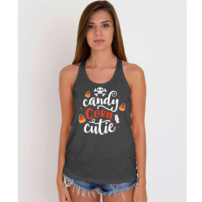 Candy Corn Cutie Halloween Women's Knotted Racerback Tank