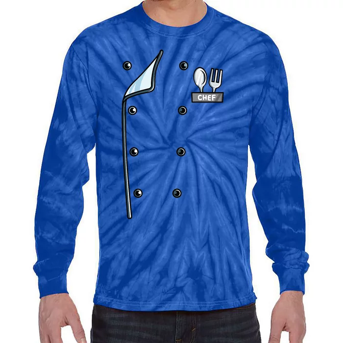 Chef Costume Coat Uniform Cook Jacket Tie-Dye Long Sleeve Shirt