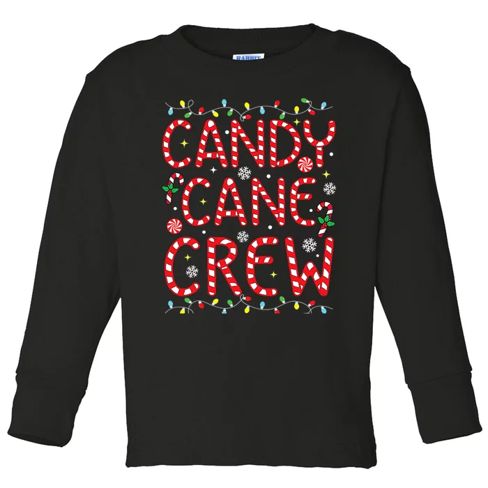 Candy Cane Crew Funny Christmas Candy Cane Lover Xmas Pajama Toddler Long Sleeve Shirt