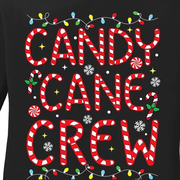 Candy Cane Crew Funny Christmas Candy Cane Lover Xmas Pajama Ladies Long Sleeve Shirt