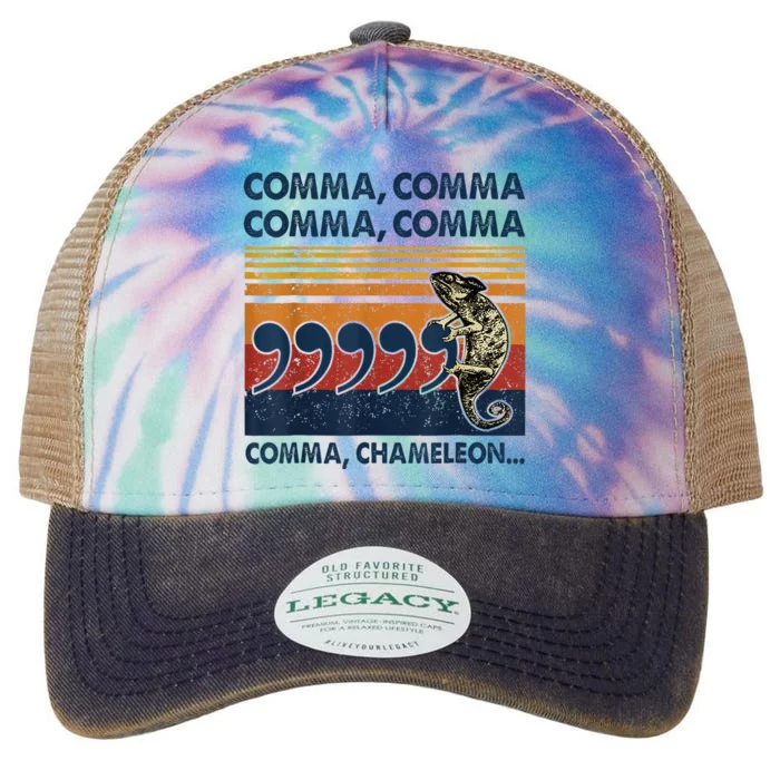 Comma Comma Chameleon Funny Grammar English Teacher Legacy Tie Dye Trucker Hat