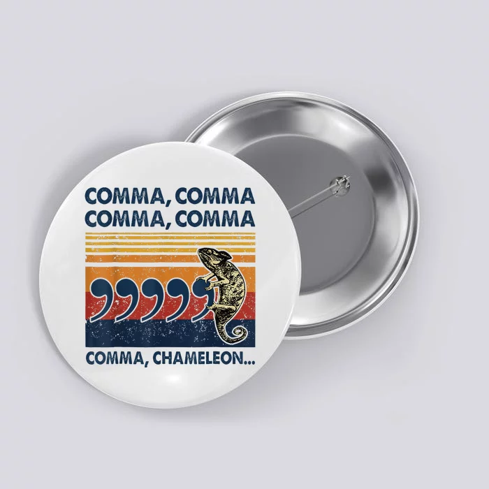 Comma Comma Chameleon Funny Grammar English Teacher Button