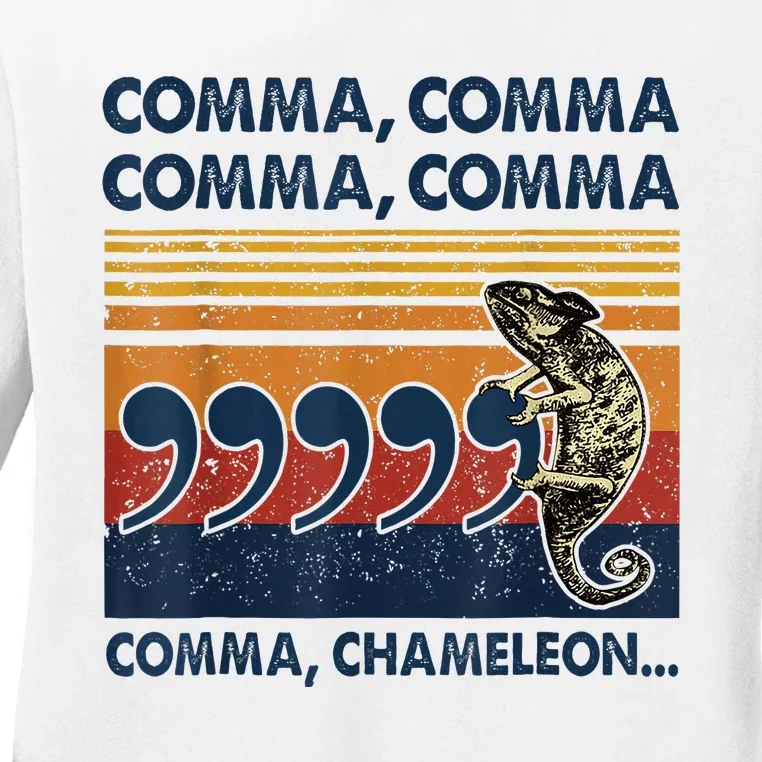 Comma Comma Chameleon Funny Grammar English Teacher Ladies Long Sleeve Shirt