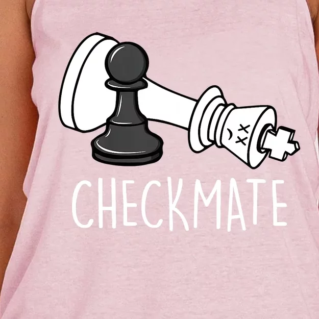 Chess Checkmate Chess Player King Pawn Graphic Women's Knotted Racerback Tank