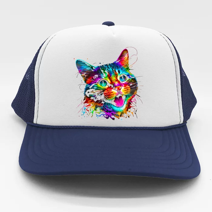 Cute Colorful Cat for Wo's Girl Boy for Cat Lovers Trucker Hat