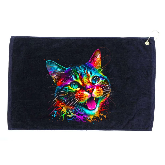 Cute Colorful Cat for Wo's Girl Boy for Cat Lovers Grommeted Golf Towel