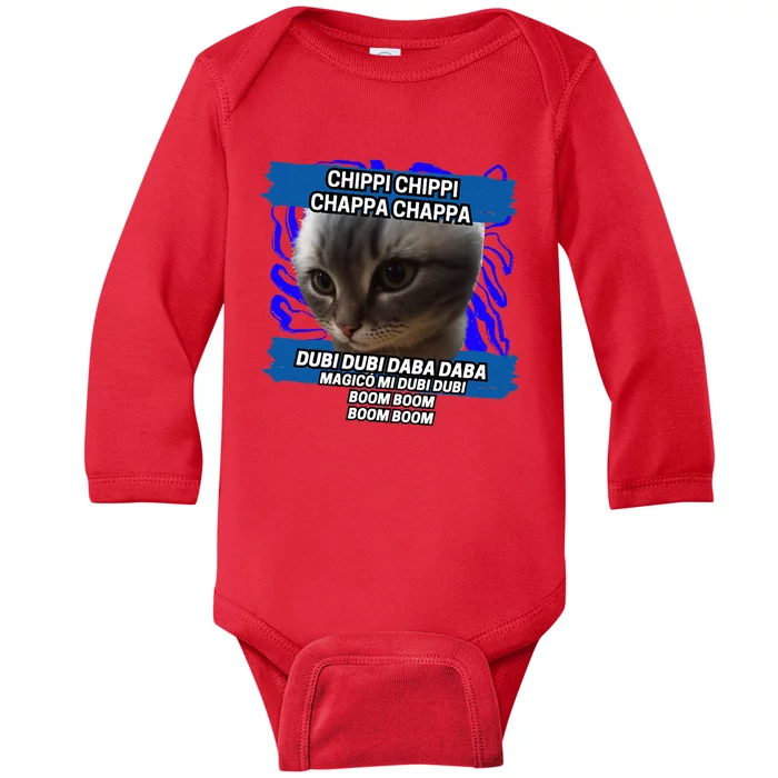 Chippi Chippi Chappa Chappa Dancing Cat Meme Baby Long Sleeve Bodysuit