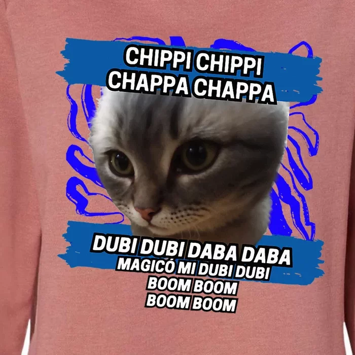 Chippi Chippi Chappa Chappa Dancing Cat Meme Womens California Wash Sweatshirt