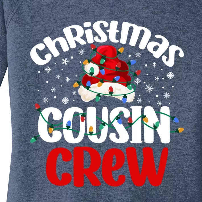 Christmas Cousin Crew Santa Hat Matching Xmas Family Pajamas Gift Women's Perfect Tri Tunic Long Sleeve Shirt