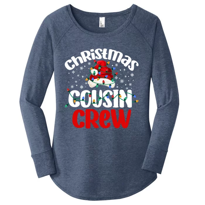 Christmas Cousin Crew Santa Hat Matching Xmas Family Pajamas Gift Women's Perfect Tri Tunic Long Sleeve Shirt