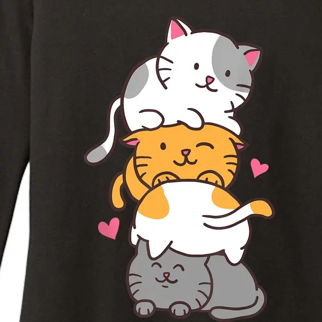 Cat Cats Cute Kitty Pile Anime Kawaii Neko Gift TShirt Womens CVC Long Sleeve Shirt