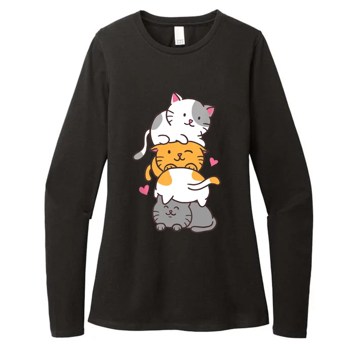 Cat Cats Cute Kitty Pile Anime Kawaii Neko Gift TShirt Womens CVC Long Sleeve Shirt