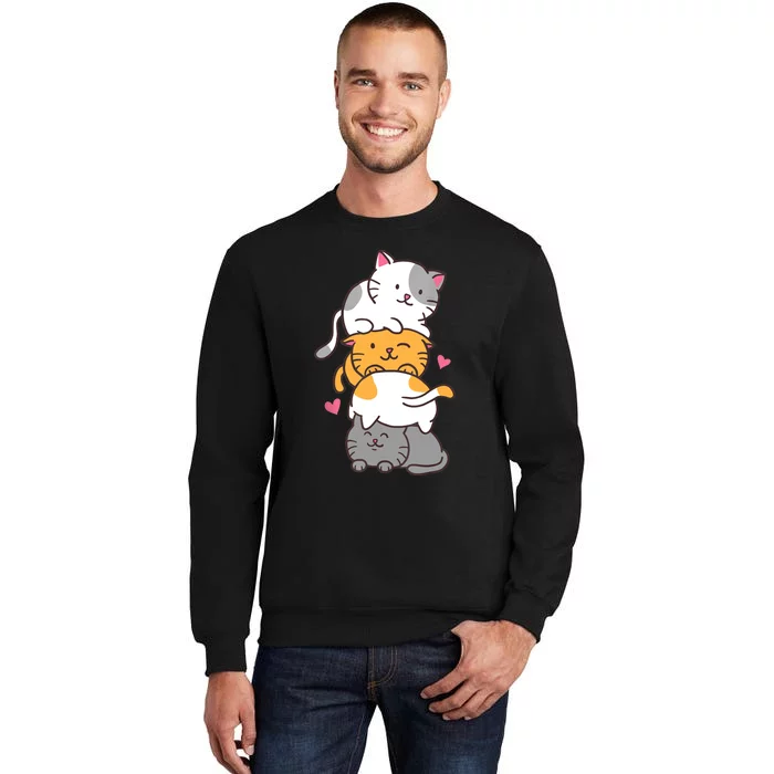 Cat Cats Cute Kitty Pile Anime Kawaii Neko Gift TShirt Tall Sweatshirt