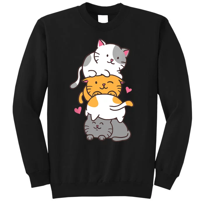 Cat Cats Cute Kitty Pile Anime Kawaii Neko Gift TShirt Tall Sweatshirt