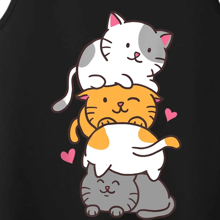 Cat Cats Cute Kitty Pile Anime Kawaii Neko Gift TShirt Performance Tank