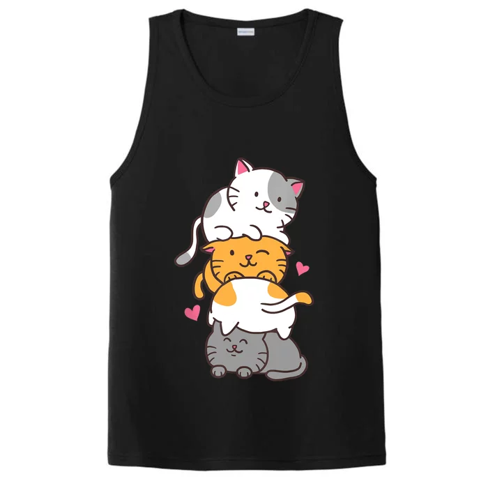 Cat Cats Cute Kitty Pile Anime Kawaii Neko Gift TShirt Performance Tank