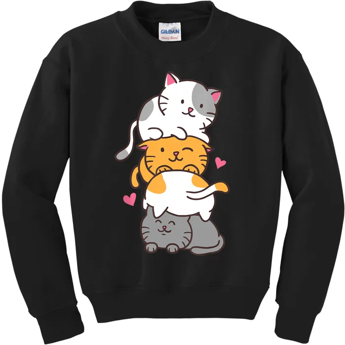 Cat Cats Cute Kitty Pile Anime Kawaii Neko Gift TShirt Kids Sweatshirt