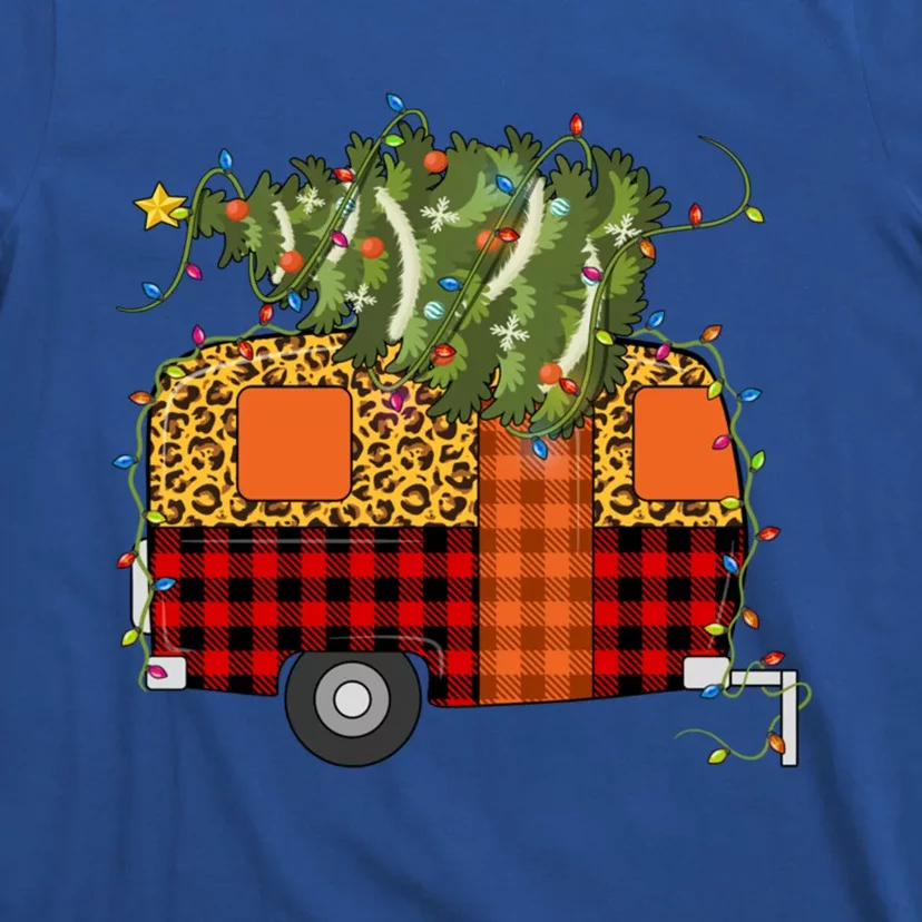 Camping Christmas Camper Camping Car Christmas Tree Lights Gift T-Shirt