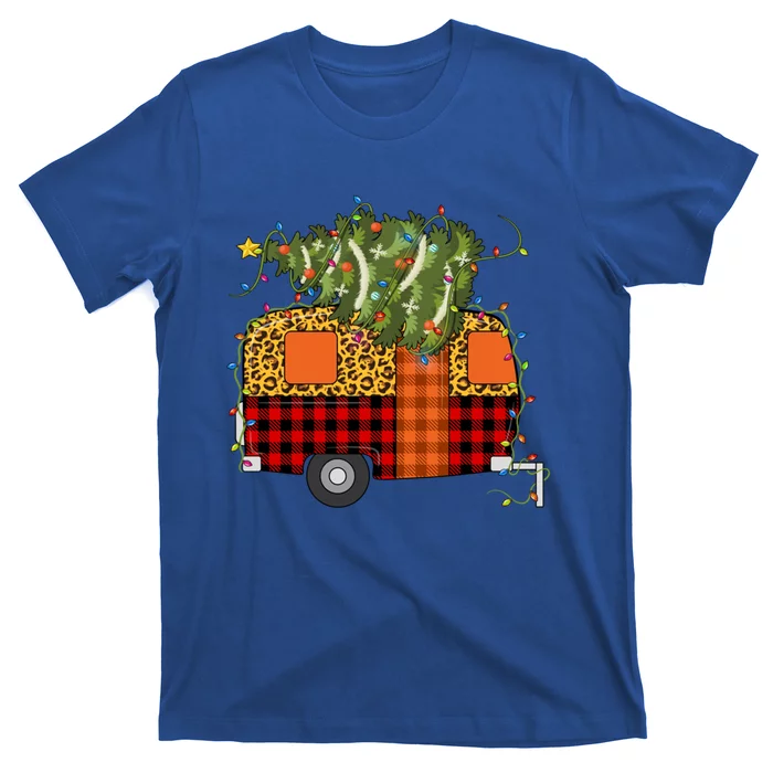 Camping Christmas Camper Camping Car Christmas Tree Lights Gift T-Shirt