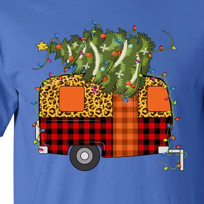 Camping Christmas Camper Camping Car Christmas Tree Lights Gift Tall T-Shirt