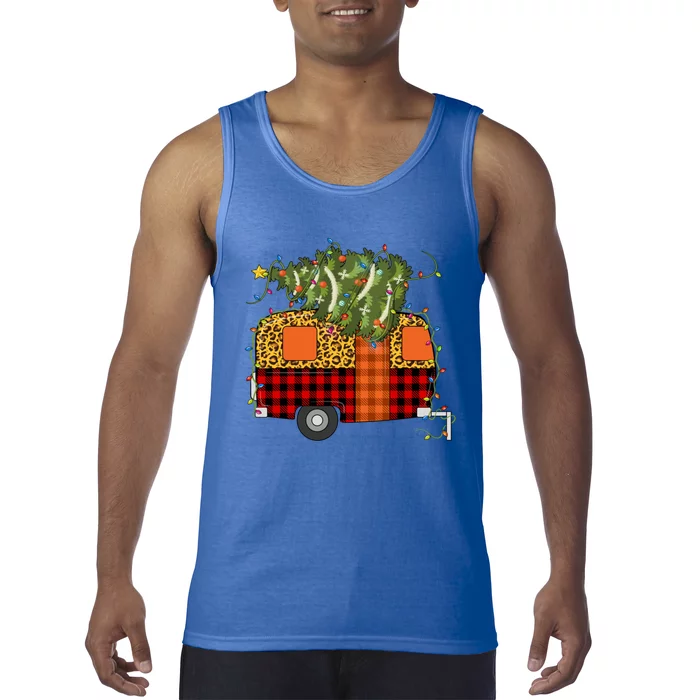 Camping Christmas Camper Camping Car Christmas Tree Lights Gift Tank Top