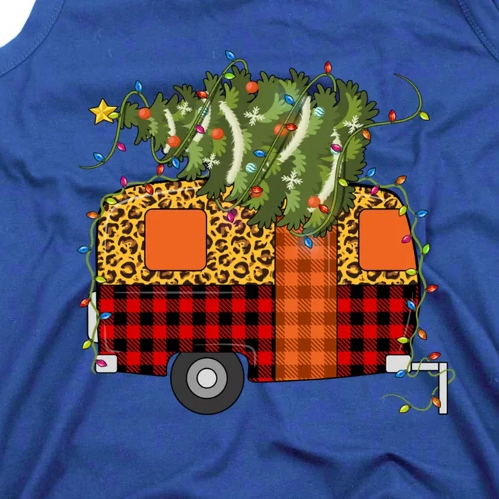 Camping Christmas Camper Camping Car Christmas Tree Lights Gift Tank Top