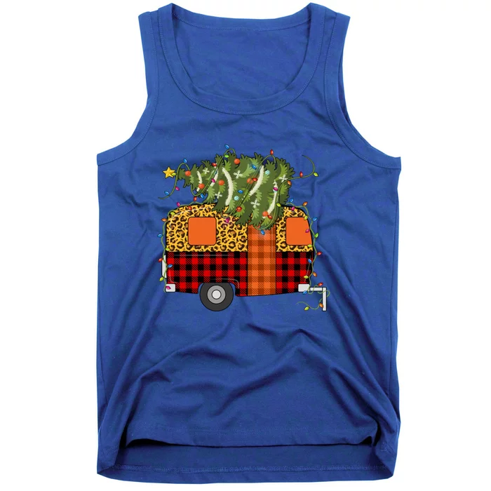 Camping Christmas Camper Camping Car Christmas Tree Lights Gift Tank Top