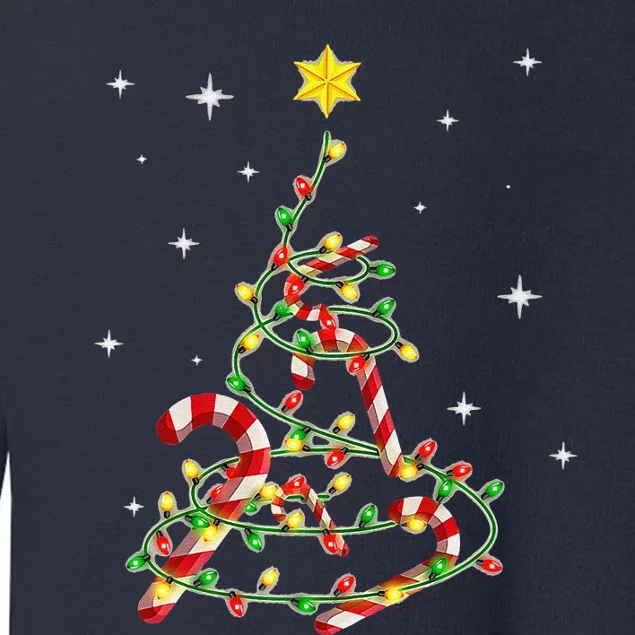 Christmas Candy Cane Tree Light Xmas Pajamas Funny Funny Toddler Sweatshirt