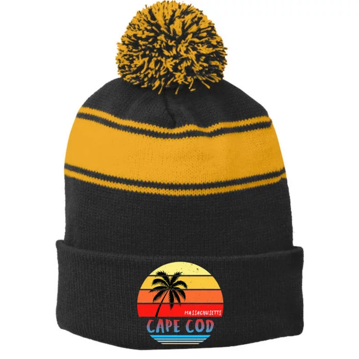 Cape Cod Cape Cod Massachusetts Stripe Pom Pom Beanie