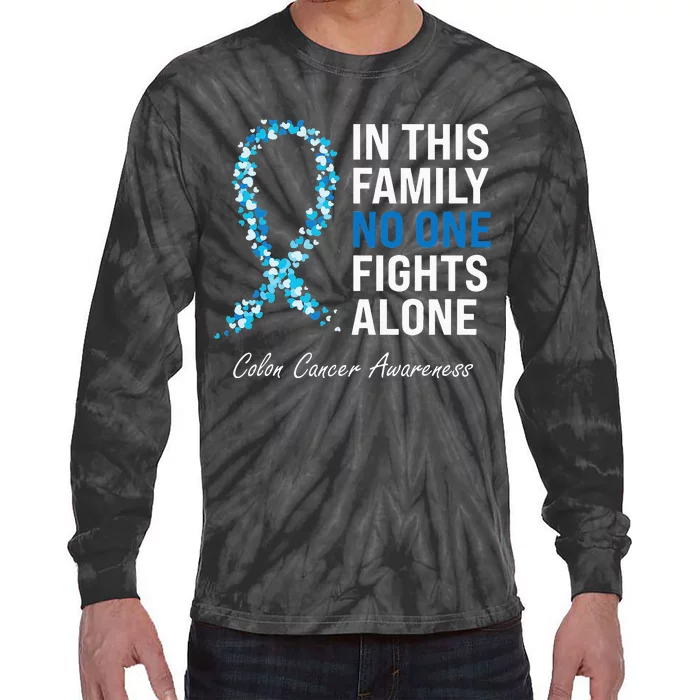 Colorectal Cancer Colon Cancer Blue Ribbon Tie-Dye Long Sleeve Shirt