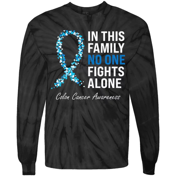 Colorectal Cancer Colon Cancer Blue Ribbon Tie-Dye Long Sleeve Shirt