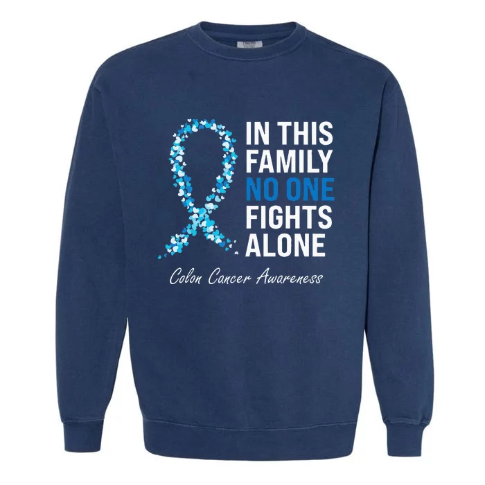 Colorectal Cancer Colon Cancer Blue Ribbon Garment-Dyed Sweatshirt