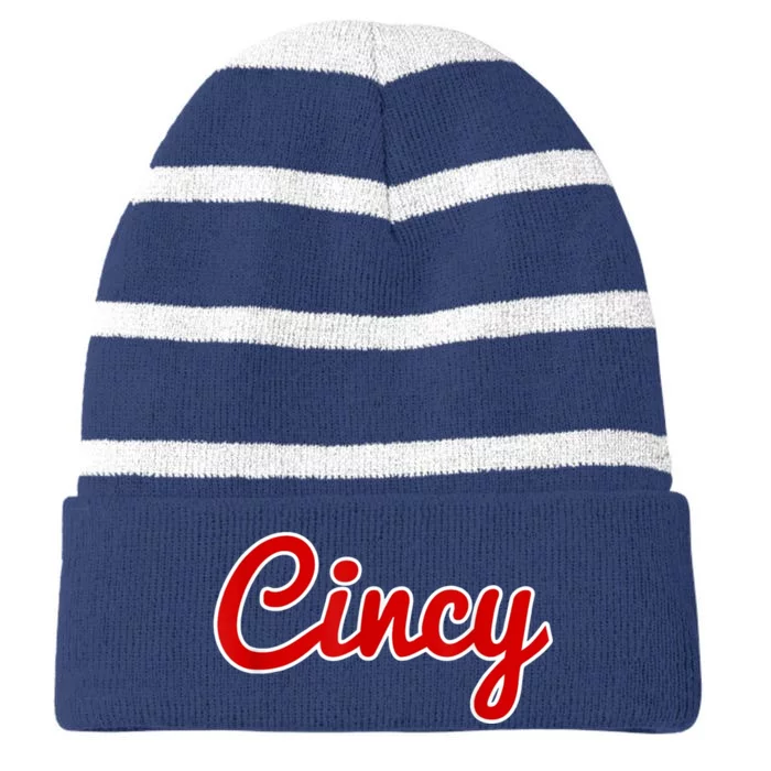 Cincy Cincinnati Striped Beanie with Solid Band