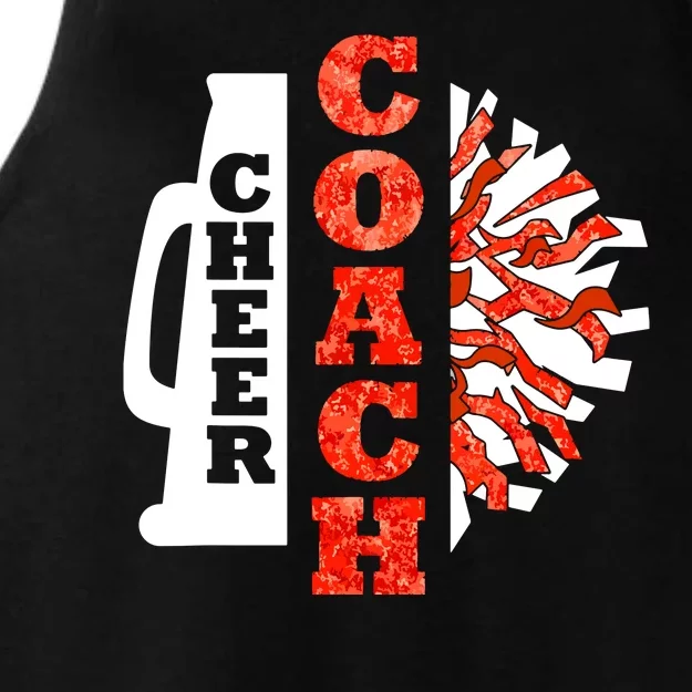 Cheer Coach Cheerleader Megaphone Pom Pom Ladies Tri-Blend Wicking Tank