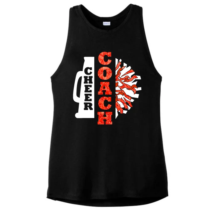 Cheer Coach Cheerleader Megaphone Pom Pom Ladies Tri-Blend Wicking Tank