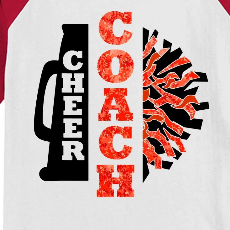 Cheer Coach Cheerleader Megaphone Pom Pom Kids Colorblock Raglan Jersey