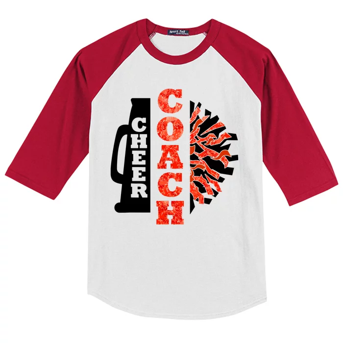 Cheer Coach Cheerleader Megaphone Pom Pom Kids Colorblock Raglan Jersey