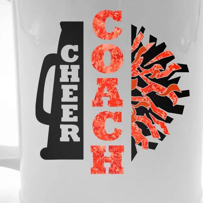 Cheer Coach Cheerleader Megaphone Pom Pom Front & Back Beer Stein