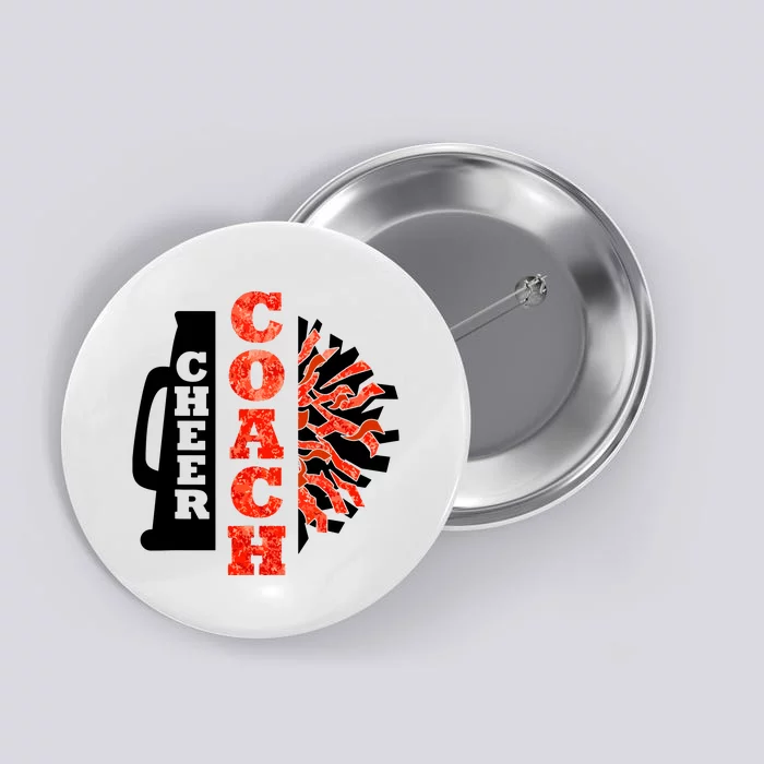 Cheer Coach Cheerleader Megaphone Pom Pom Button