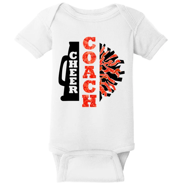 Cheer Coach Cheerleader Megaphone Pom Pom Baby Bodysuit