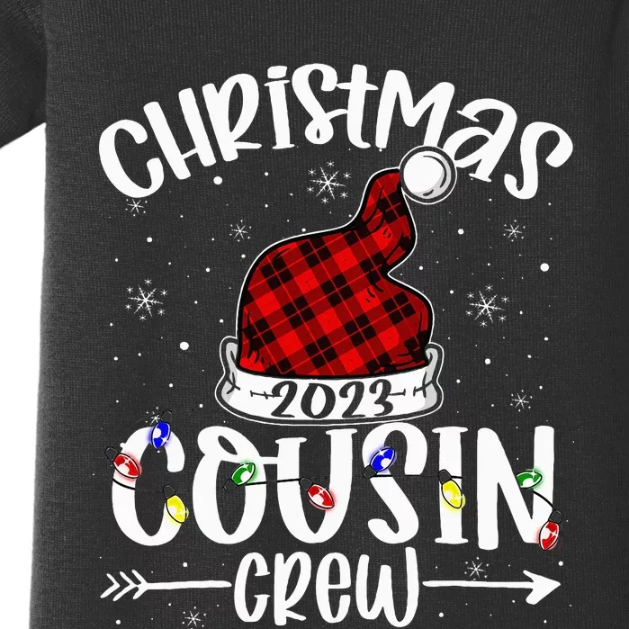 Christmas Cousin Crew Funny Red Plaid Matching Pajama Baby Bodysuit