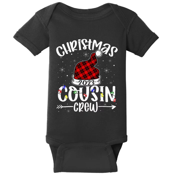 Christmas Cousin Crew Funny Red Plaid Matching Pajama Baby Bodysuit