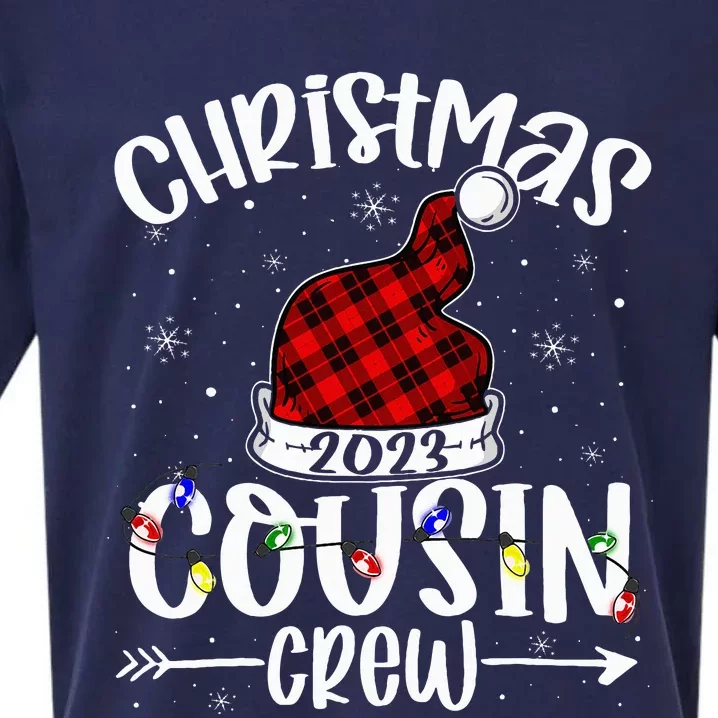 Christmas Cousin Crew Funny Red Plaid Matching Pajama Sueded Cloud Jersey T-Shirt