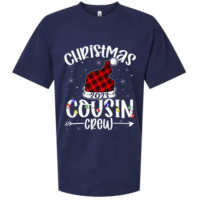 Christmas Cousin Crew Funny Red Plaid Matching Pajama Sueded Cloud Jersey T-Shirt