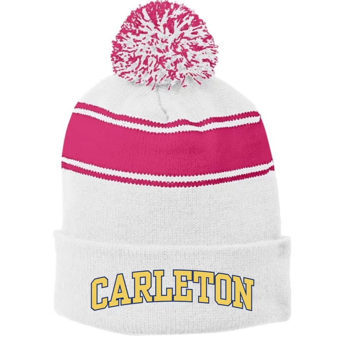 Carleton College Stripe Pom Pom Beanie