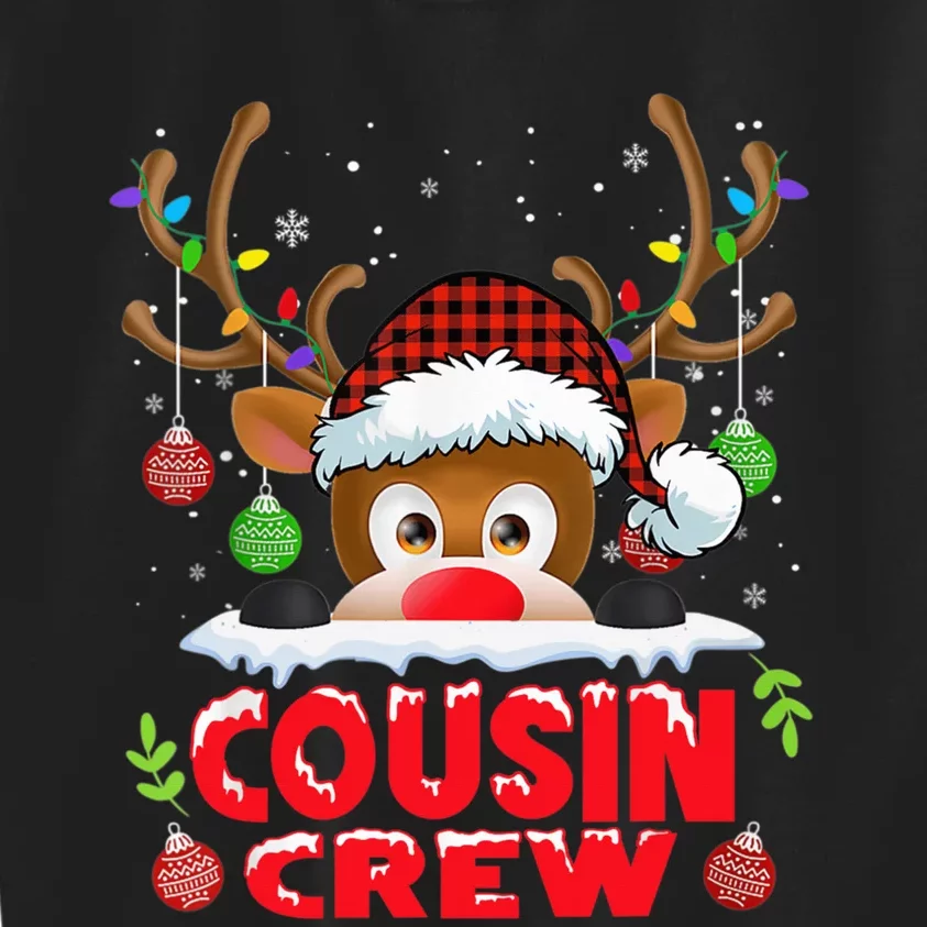 Cousin Crew Christmas Reindeer Buffalo Red Pajamas Kids Sweatshirt