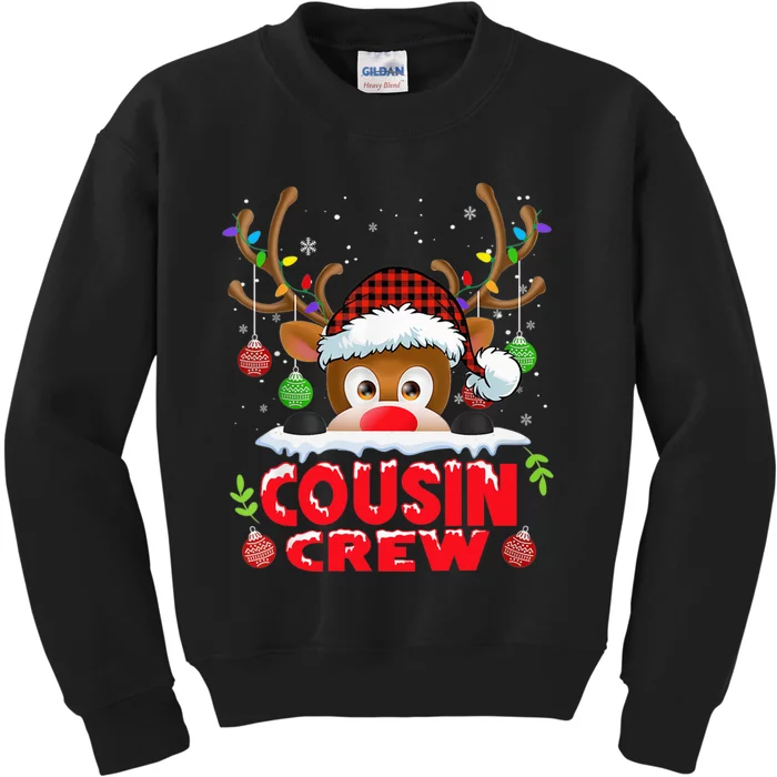 Cousin Crew Christmas Reindeer Buffalo Red Pajamas Kids Sweatshirt